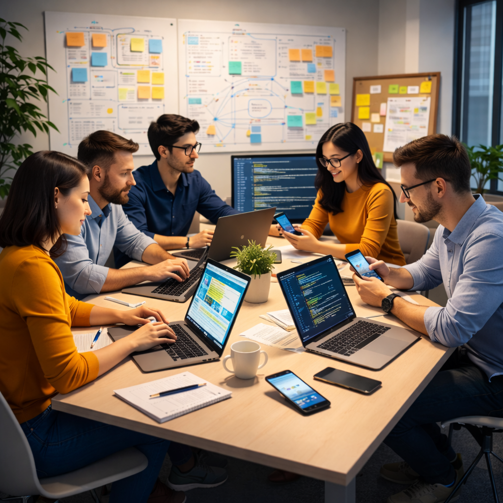 Équipe Improve Data collaborant à la conception et au développement d’applications numériques autour d’un projet cloud
