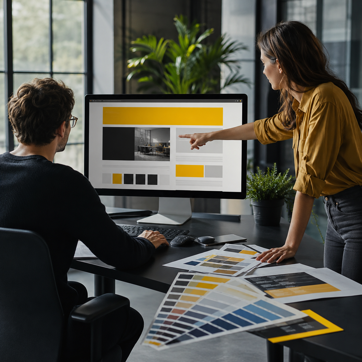 Équipe d'Improve DATA travaillant sur la création d'un site web, pôle Agence Web
