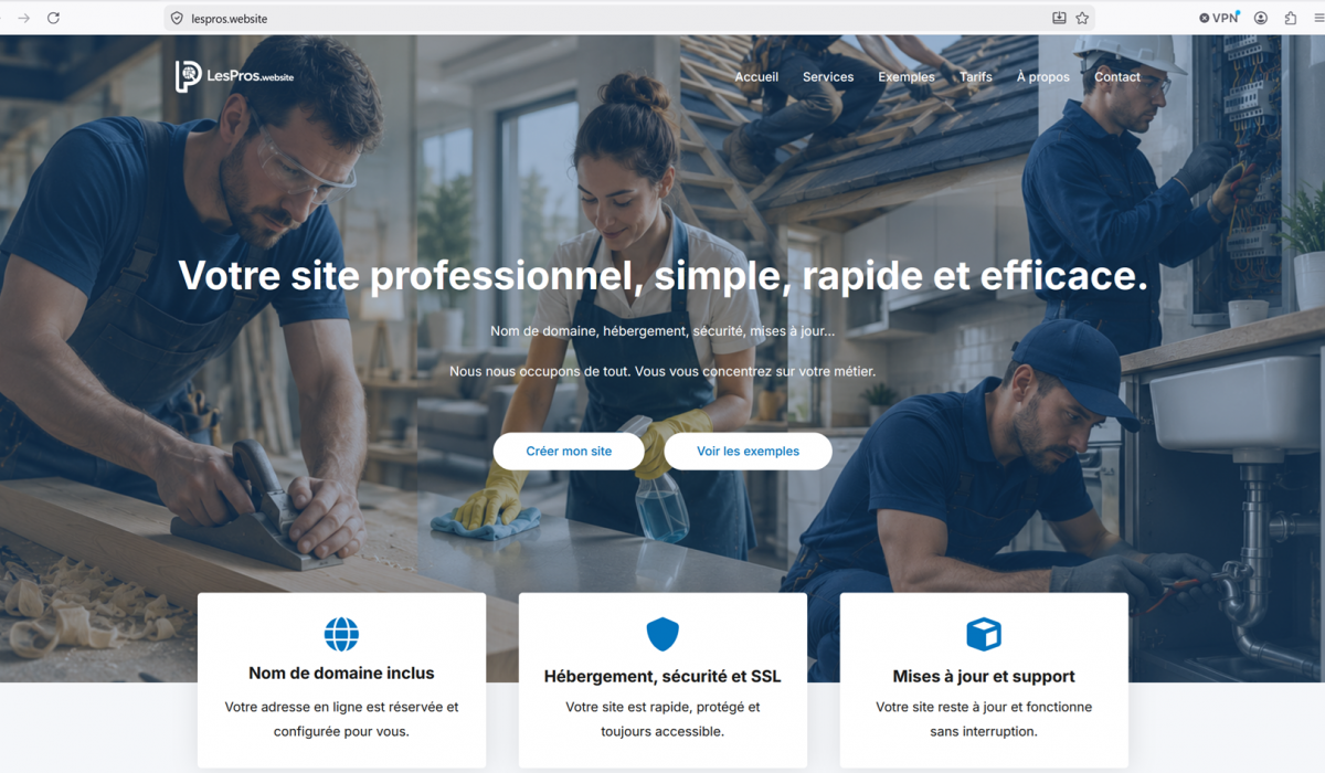 LesPros.website, permet à toute entreprise d'avoir son propre site internet